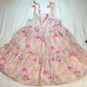Sigurd OlsenGirls size 6 sundress smocked‎ back pink floral 100% Cotton summer